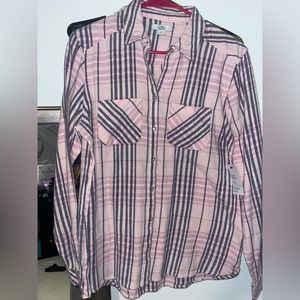 light pink button up flannel size m